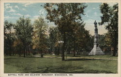 Battell Park and Soldiers' Monument Postcard