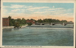 The Dam and Jefferson Street Bridge South Bend, IN Postcard Postcard Postcard