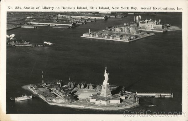 Statue of Liberty on Bedloe's Island, Ellis Island, New York Bay