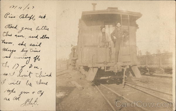 Workers Posing on Caboose in Rail Yard, Pine Bluff, Arkansas