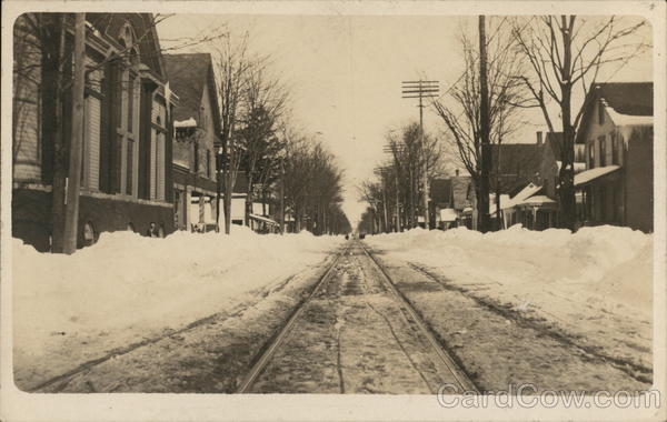 Trolley Tracks on Snowy Street Cortland New York
