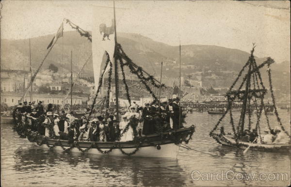 Two Decorated Boats in Water Carrying People Boats, Ships