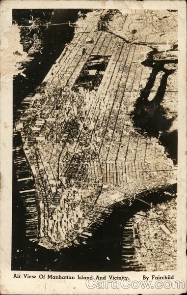 Aerial View of Manhattan Island and Vicinity New York