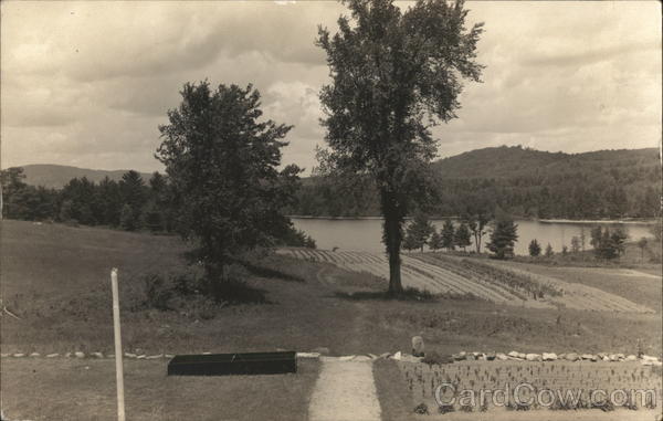 Wide View of Fields with Crops, Trees and Lake East Wakefield New Hampshire