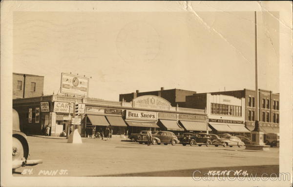 Main St. - Storefronts, Cars, Traffic Light Keene New Hampshire