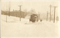 Train Engine on Snowy Tracks Postcard