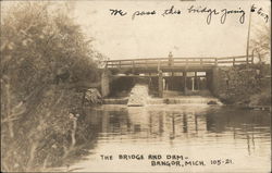 Bridge and Dam Bangor, MI Postcard Postcard 