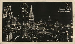 Luna Park, Coney Island at Night New York, NY Postcard Postcard Postcard