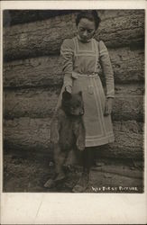 Girl Holding Bear Cub Fort Lupton, CO Postcard Postcard Postcard