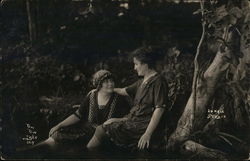 Two Women Seated Together - Paw Paw Lake Postcard