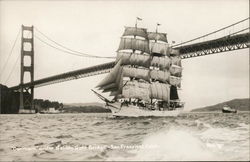 "Danmark" Under Golden Gate Bridge Postcard