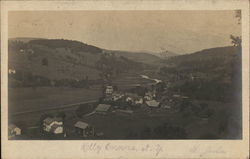 Aerial View of Town, Trees with Hills in Background Postcard