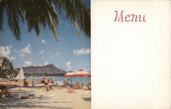 Blank United Airlines Menu Honolulu Hawaii Airline Advertising
