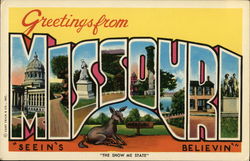 Greetings from Missouri Postcard Postcard Postcard