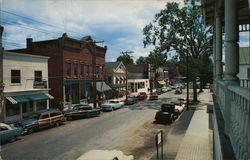 Street View of Town in Adirondacks Postcard