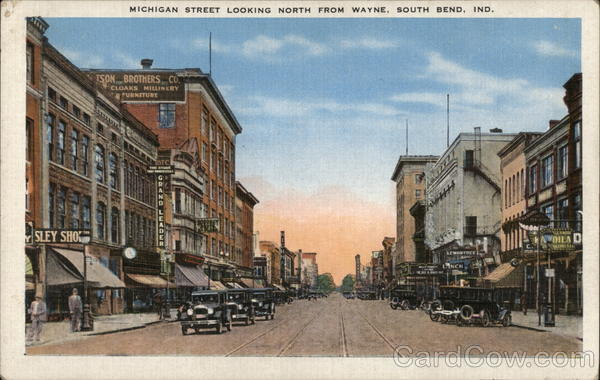 Michigan Street Looking North From Wayne South Bend Indiana