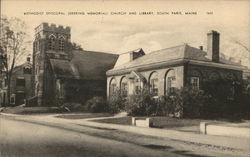 Methodist Episcopal (Deering Memorial) Church and LIbrary Postcard