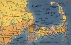 Cape Cod Auto Map Maps Postcard Postcard Postcard