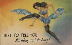 Just to Tell You I'm Alive And Kicking Swimsuits & Pinup Postcard Postcard Postcard