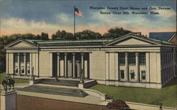 Worcester County Court House and General Devens Statue, Court Hill Massachusetts Postcard Postcard Postcard