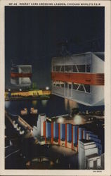 Sky Ride - Rocket Cars Crossing Lagoon Postcard