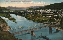 View of Umpqua River and Town Postcard