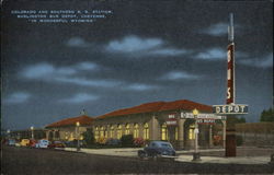 Colorado and Southern R.R. Station and Burlington Bus Depot Cheyenne, WY Postcard Postcard Postcard