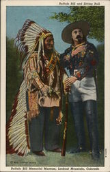 Buffalo Bill and Sitting BUll Cowboy Western Postcard Postcard Postcard