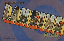 Greeting From Lansing Mich Michigan Postcard Postcard Postcard