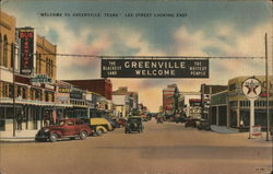 Lee Street Looking East Greenville, TX Postcard Postcard Postcard