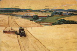 Harvesting in Kansas Postcard