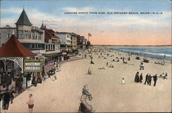 Looking North from Pier Old Orchard Beach, ME Postcard Postcard Postcard