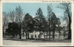 City Park and Public Library Postcard