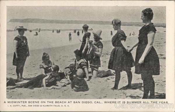A Midwinter Scene on the Beach at San Diego, Cal., Where It Is Summer All the Year. California
