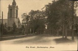 Looking Along Elm Street Northampton, MA Postcard Postcard Postcard