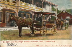 "Old Bill" and his stage, Griffins Corners Hotel Postcard