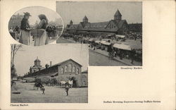 3 Photos - Clinton Market, Broadway Market, Merchant Buffalo, NY Postcard Postcard Postcard