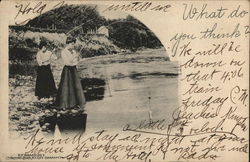 Two Women Fishing Postcard Postcard Postcard