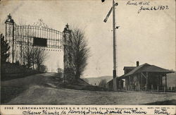 Fleischmann's Entrance & R.R Station Postcard