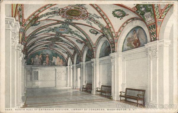 South Hall of Entrance Pavilion, Library of Congress Washington District of Columbia