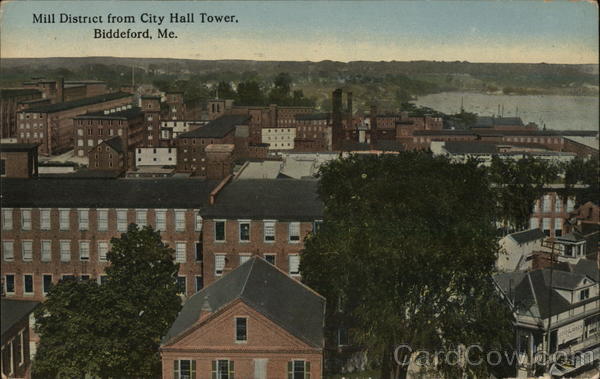 Mill District from City Hall Tower Biddeford ME Postcard Mill District from City Hall Tower Biddeford ME Postcard