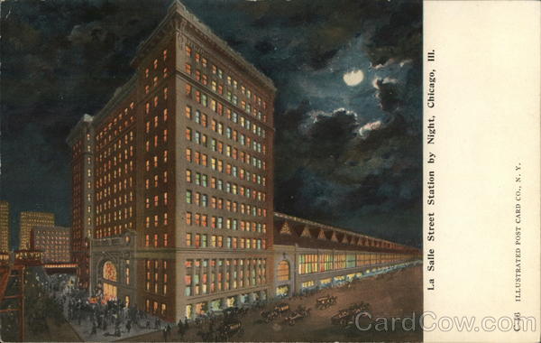La Salle Street Station by Night Chicago Illinois