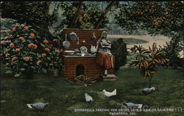 Cinderella Feeding the Doves, Busch Arroyo Gardens Pasadena California