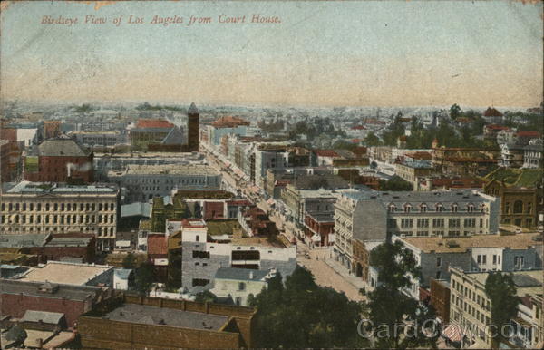 Birdseye View of City From Court House Los Angeles California