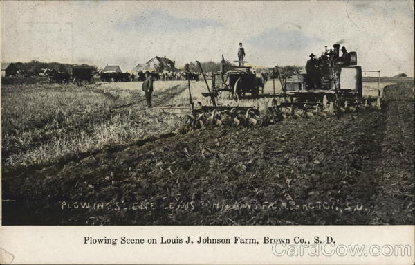 Plowing Scene on Louis J. Johnson Farm Brown County South Dakota