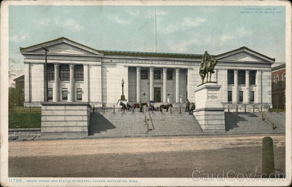 Court House and Statue of General Devens Worcester Massachusetts