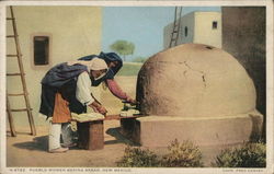 Pueblo Women Baking Bread Postcard