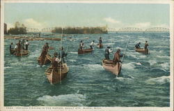 Indians Fishing in the Rapids Sault Ste. Marie, MI Postcard Postcard Postcard