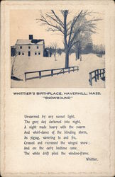 Whittier's Birthplace Haverhill, MA Postcard Postcard Postcard