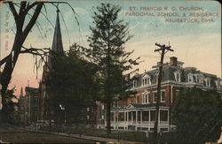 St. Francis R. C. Church, Parochial School & Residence Postcard